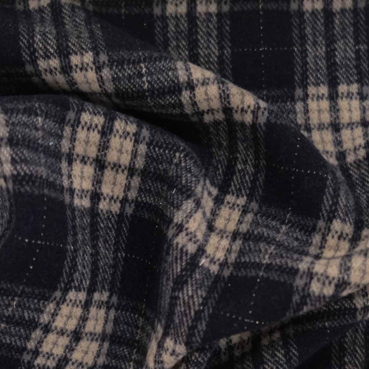 Soft Knit, Navy Checkered Pattern with Silver Lurex - Maison Klem